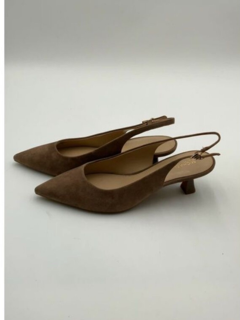 Michael Kors Brown Suede Slingback Kitten Heels - Women Shoes